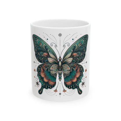 Obay Butterfly Ceramic Mug - Stunning Teal Design for Nature Lovers & Tea Enthusiasts