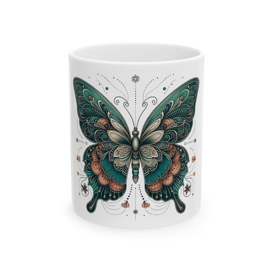 Obay Butterfly Ceramic Mug - Stunning Teal Design for Nature Lovers & Tea Enthusiasts