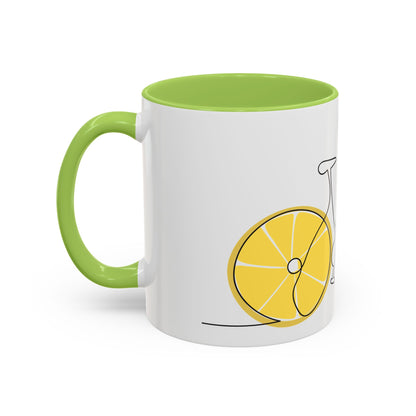 Lemon Bicycle Mug - Whimsical Coffee Cup with Black Handle