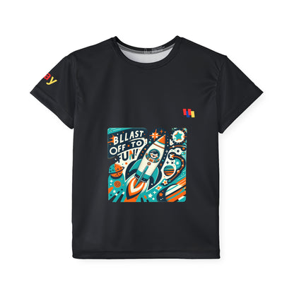 Obay Cosmic Kids Space Adventure Jersey - Colorful Rocket Design for Young Explorers