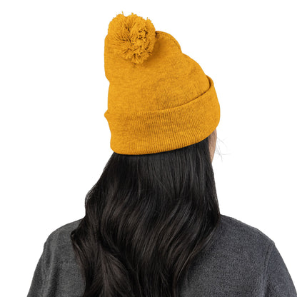 Premium Embroidered Pom-Pom Winter Beanie - Cozy Knit Cap for Ultimate Warmth & Style