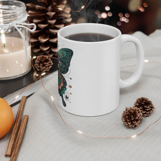 Obay Butterfly Ceramic Mug - Stunning Teal Design for Nature Lovers & Tea Enthusiasts