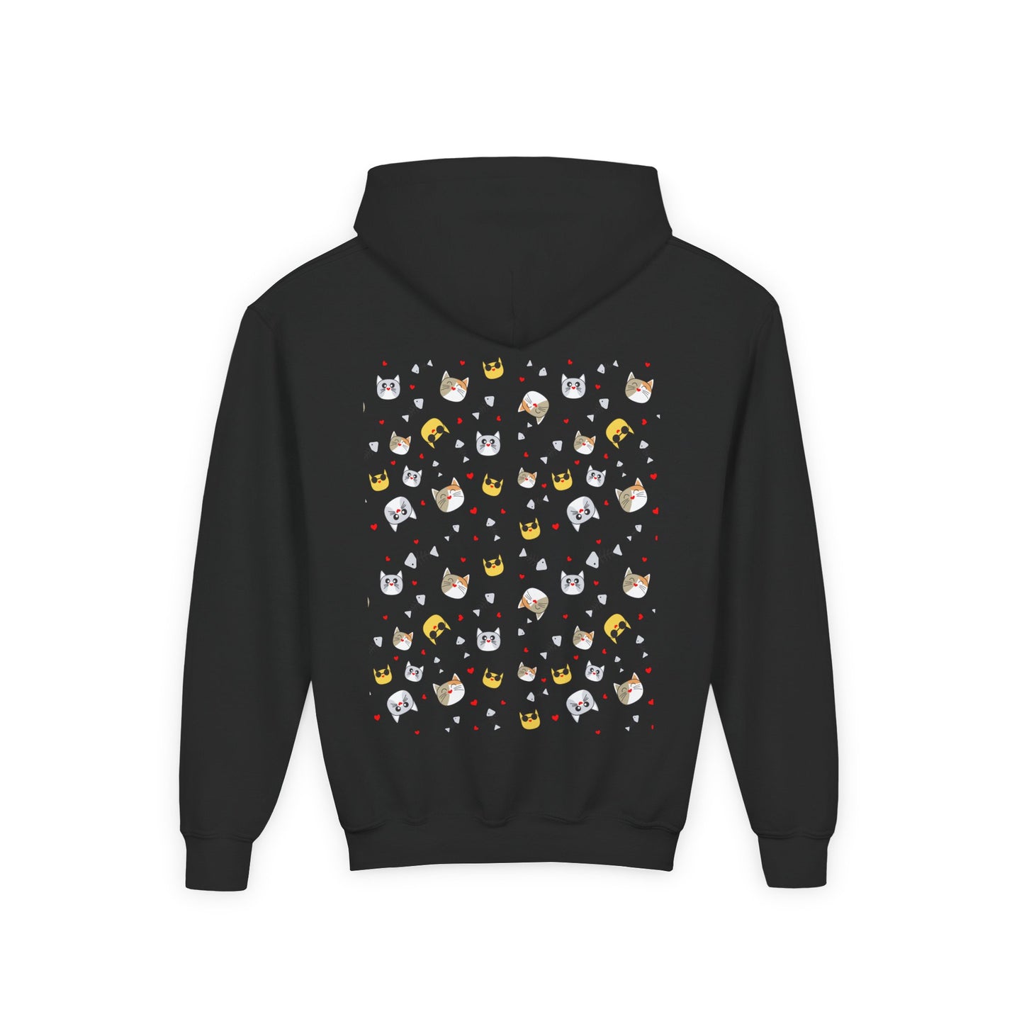Adorable Cat Print Youth Hoodie - Perfect Gift for Young Cat Lovers!