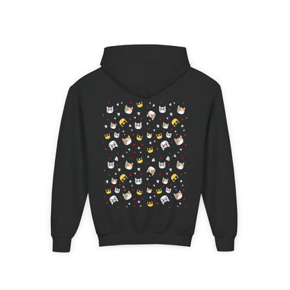 Adorable Cat Print Youth Hoodie - Perfect Gift for Young Cat Lovers!