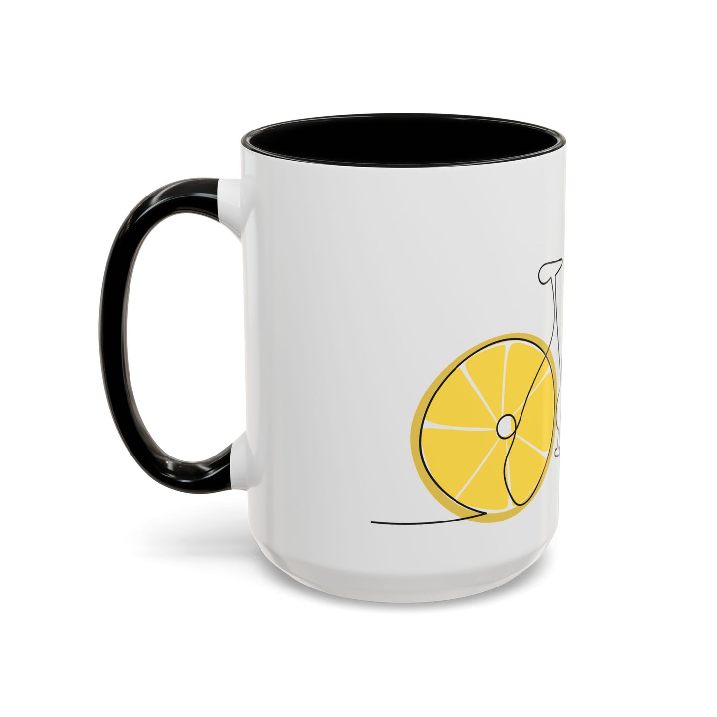 Lemon Bicycle Mug - Whimsical Coffee Cup with Black Handle
