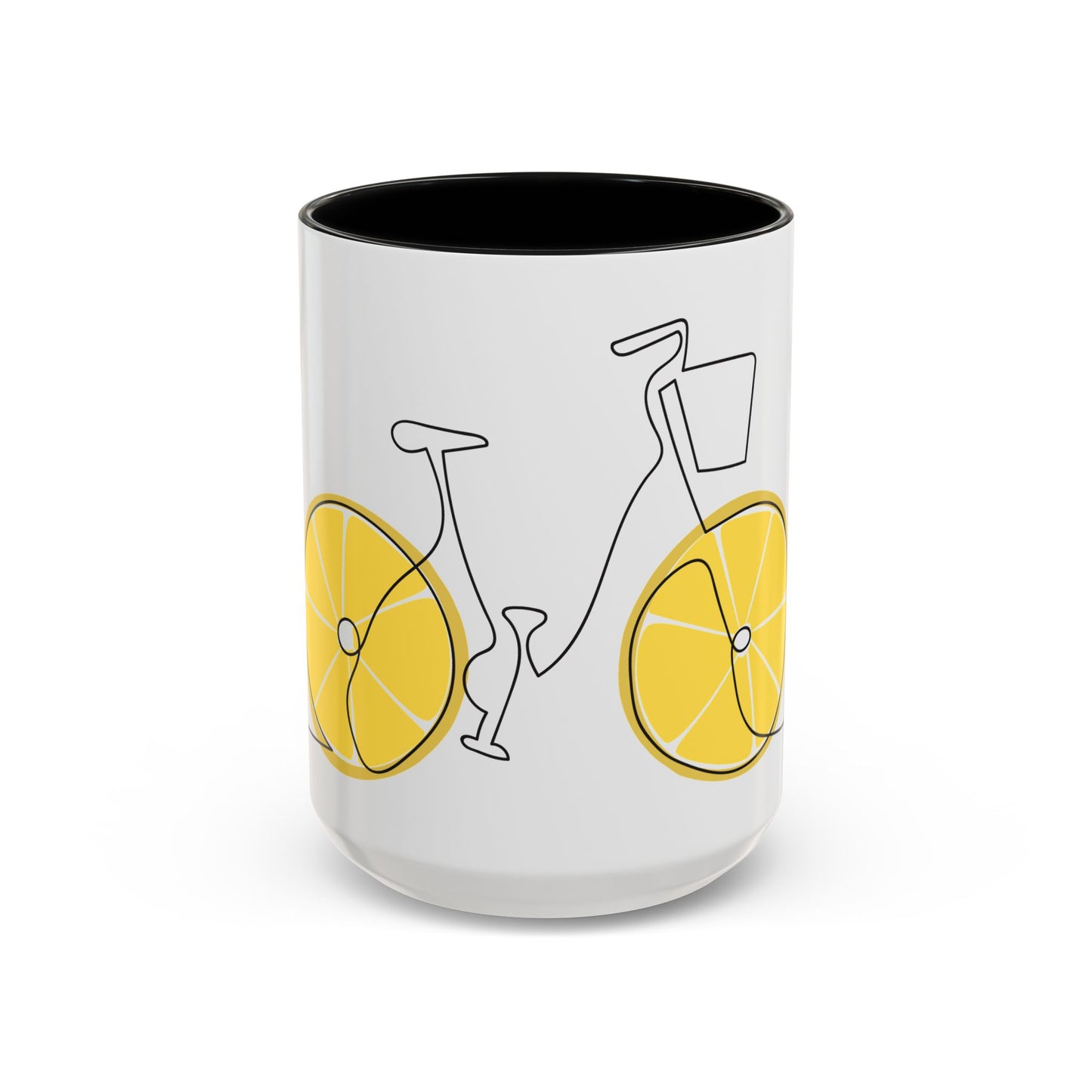 Lemon Bicycle Mug - Whimsical Coffee Cup with Black Handle