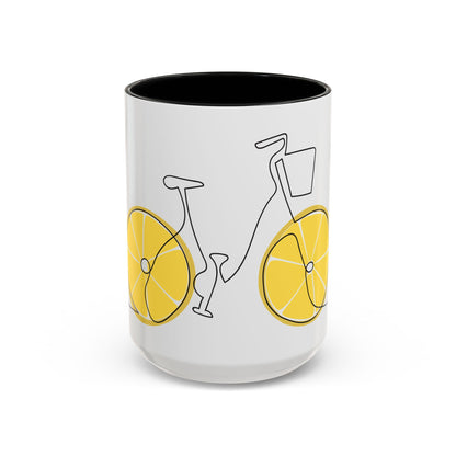 Lemon Bicycle Mug - Whimsical Coffee Cup with Black Handle