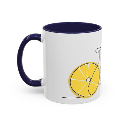 Lemon Bicycle Mug - Whimsical Coffee Cup with Black Handle
