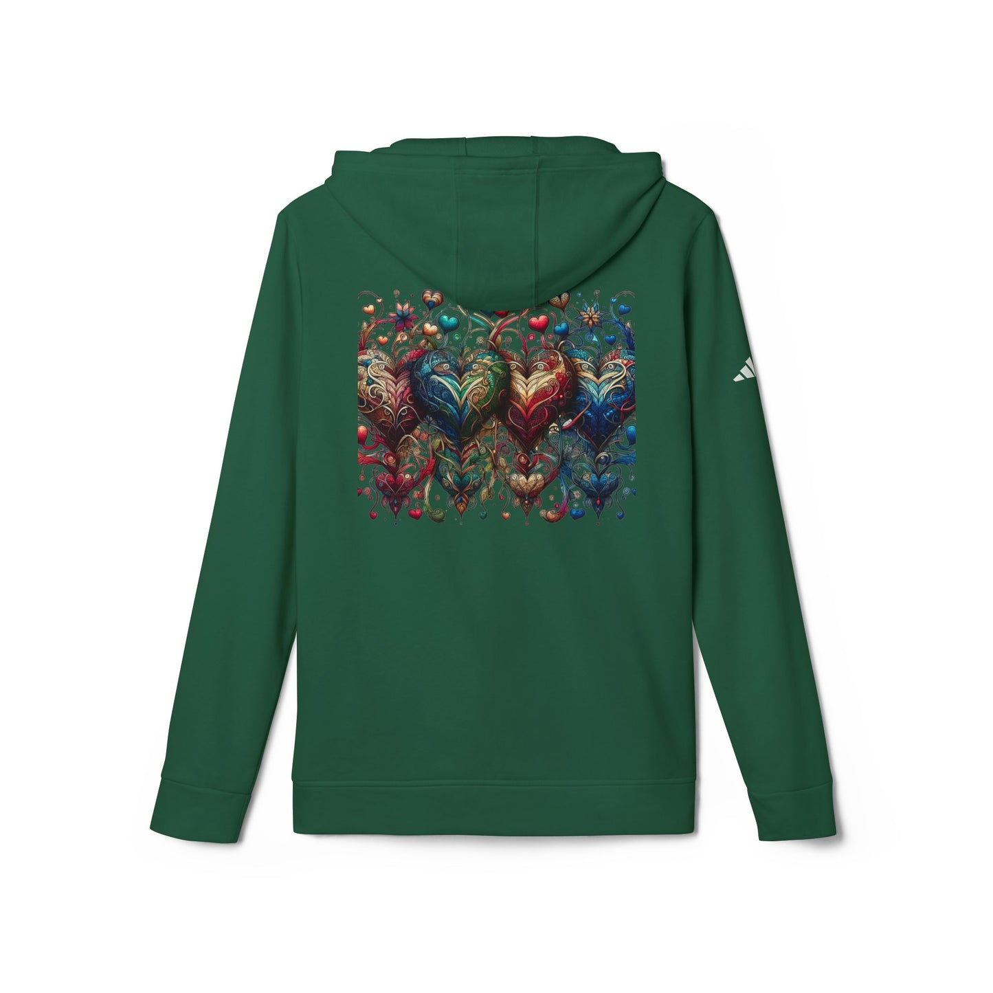 Vibrant Heart Print Hoodie - Cozy Unisex Fleece for Every Adventure