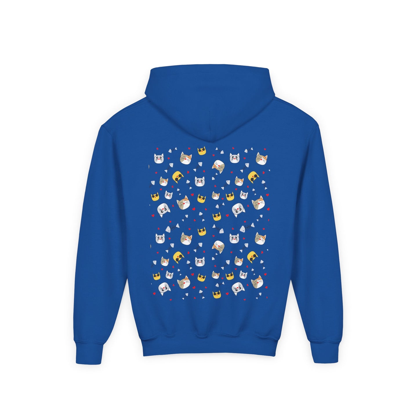 Adorable Cat Print Youth Hoodie - Perfect Gift for Young Cat Lovers!