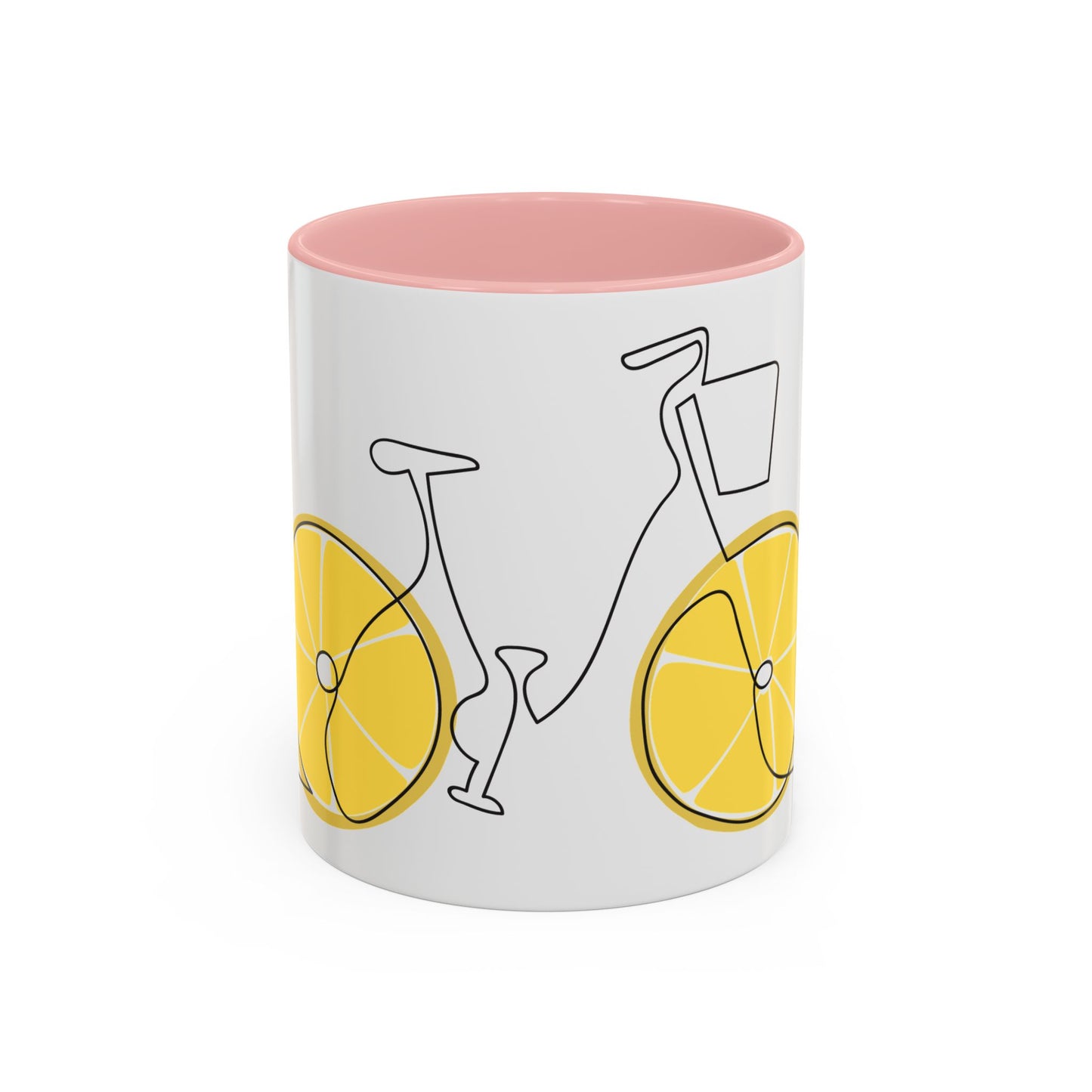 Lemon Bicycle Mug - Whimsical Coffee Cup with Black Handle