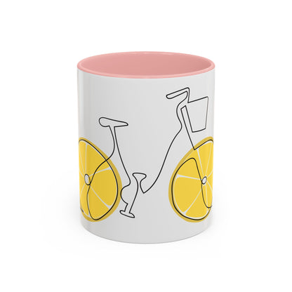 Lemon Bicycle Mug - Whimsical Coffee Cup with Black Handle
