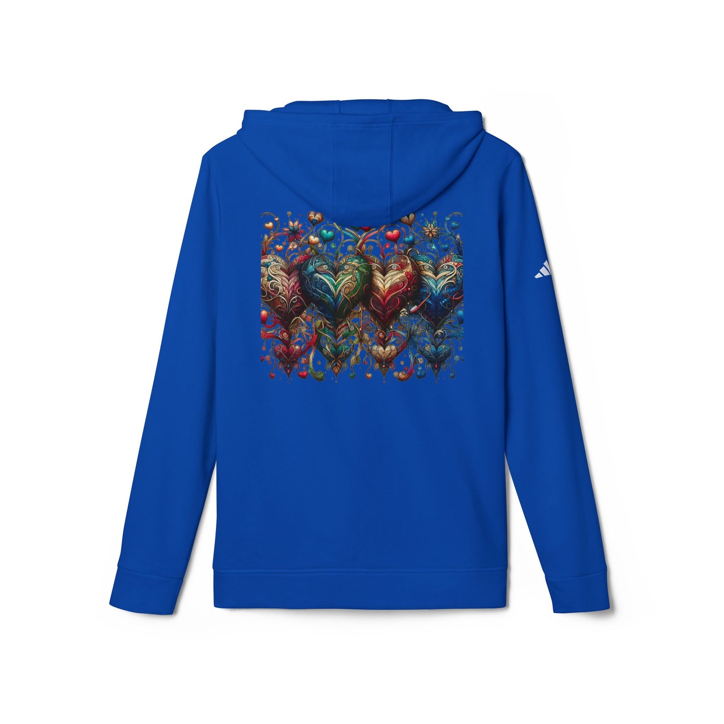 Vibrant Heart Print Hoodie - Cozy Unisex Fleece for Every Adventure