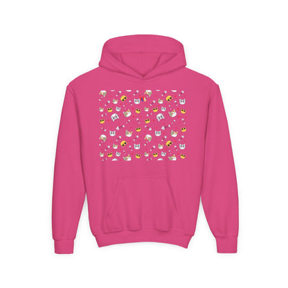 Adorable Cat Print Youth Hoodie - Perfect Gift for Young Cat Lovers!