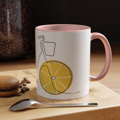 Lemon Bicycle Mug - Whimsical Coffee Cup with Black Handle