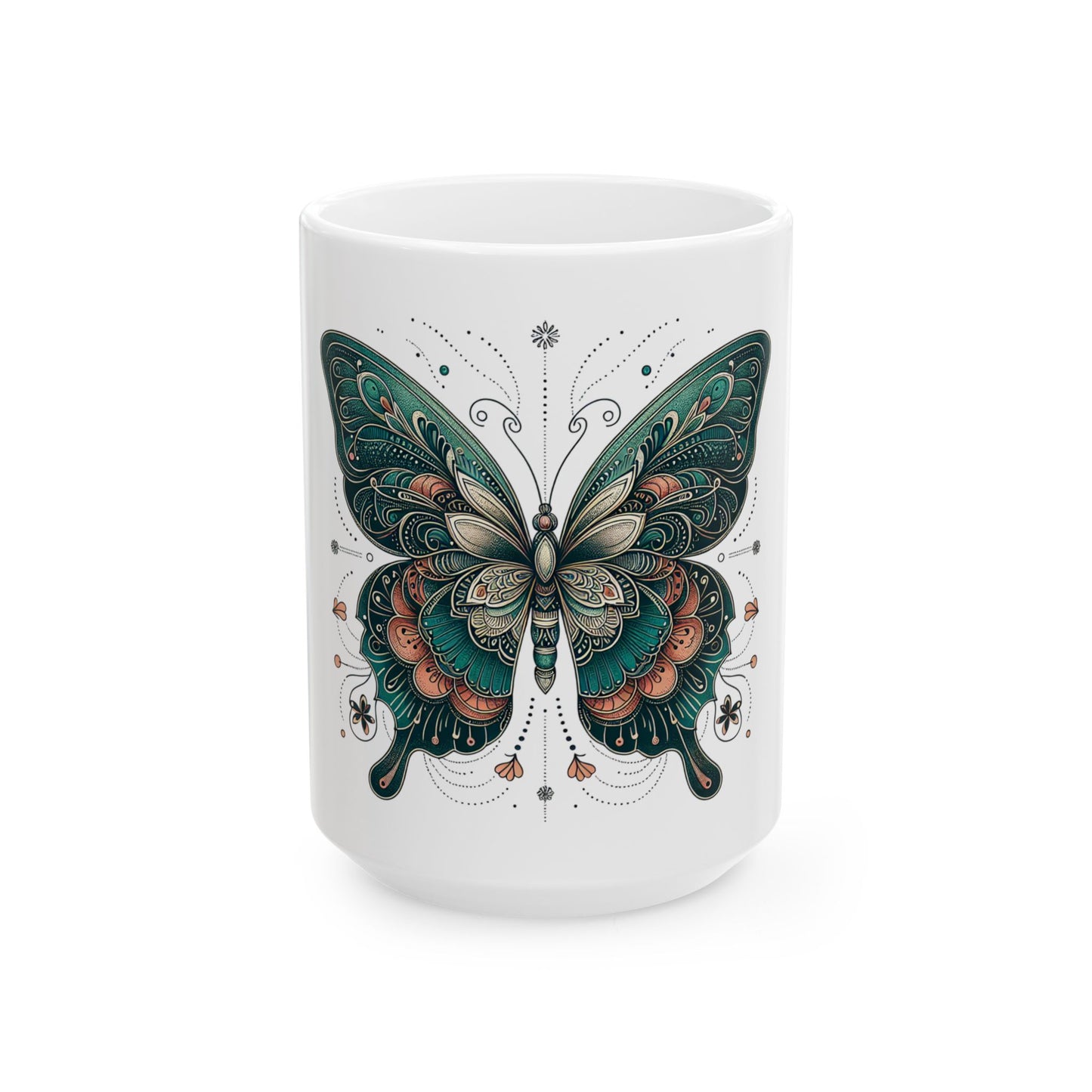 Obay Butterfly Ceramic Mug - Stunning Teal Design for Nature Lovers & Tea Enthusiasts