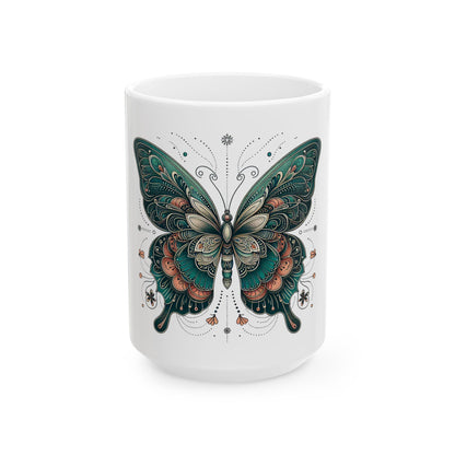 Obay Butterfly Ceramic Mug - Stunning Teal Design for Nature Lovers & Tea Enthusiasts