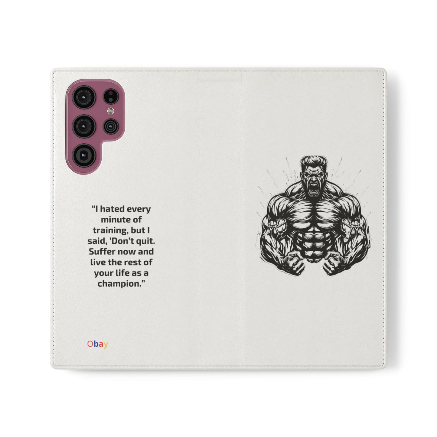 Champion's Motivational iPhone Flip Case | Inspirational Quote Phone Accessory for Fitness Enthusiasts