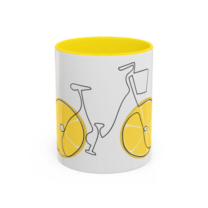 Lemon Bicycle Mug - Whimsical Coffee Cup with Black Handle