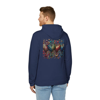 Vibrant Heart Print Hoodie - Cozy Unisex Fleece for Every Adventure