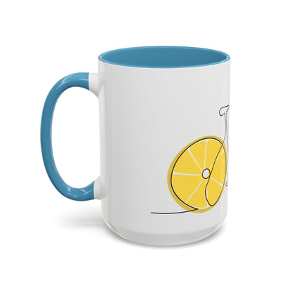 Lemon Bicycle Mug - Whimsical Coffee Cup with Black Handle