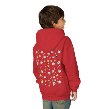 Adorable Cat Print Youth Hoodie - Perfect Gift for Young Cat Lovers!