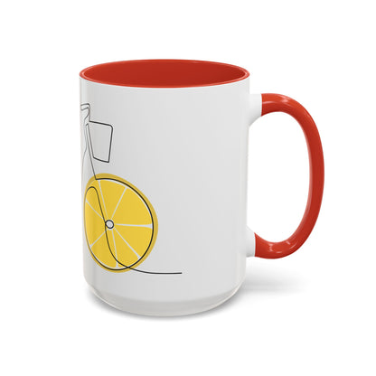 Lemon Bicycle Mug - Whimsical Coffee Cup with Black Handle