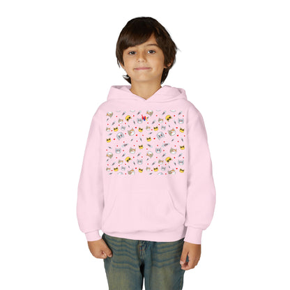 Adorable Cat Print Youth Hoodie - Perfect Gift for Young Cat Lovers!