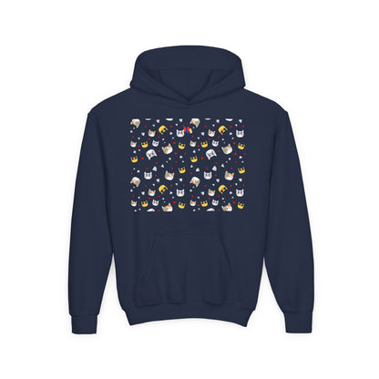 Adorable Cat Print Youth Hoodie - Perfect Gift for Young Cat Lovers!