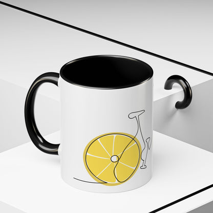Lemon Bicycle Mug - Whimsical Coffee Cup with Black Handle