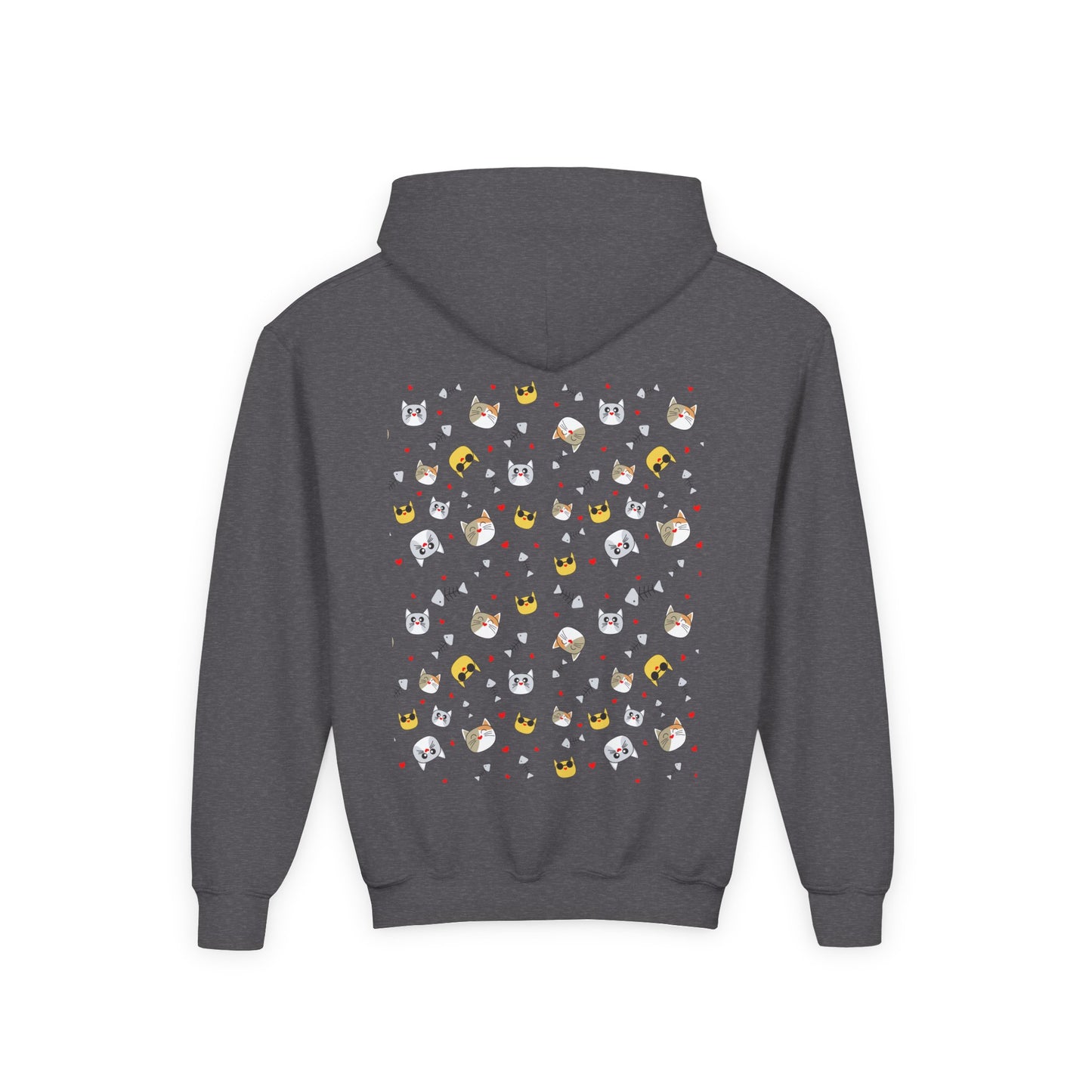 Adorable Cat Print Youth Hoodie - Perfect Gift for Young Cat Lovers!