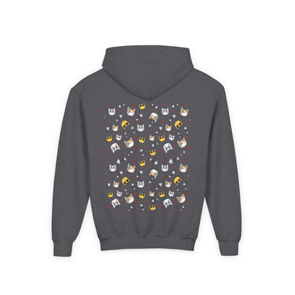 Adorable Cat Print Youth Hoodie - Perfect Gift for Young Cat Lovers!