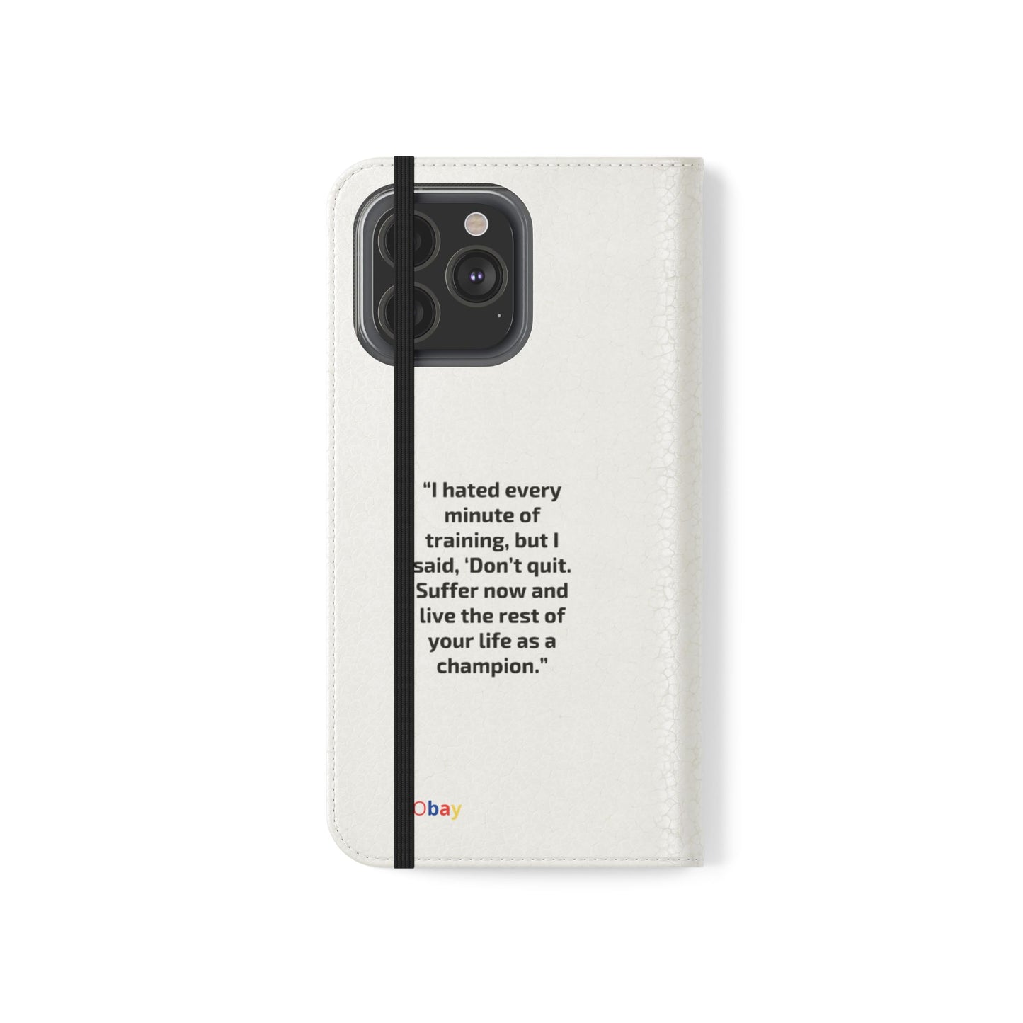 Champion's Motivational iPhone Flip Case | Inspirational Quote Phone Accessory for Fitness Enthusiasts