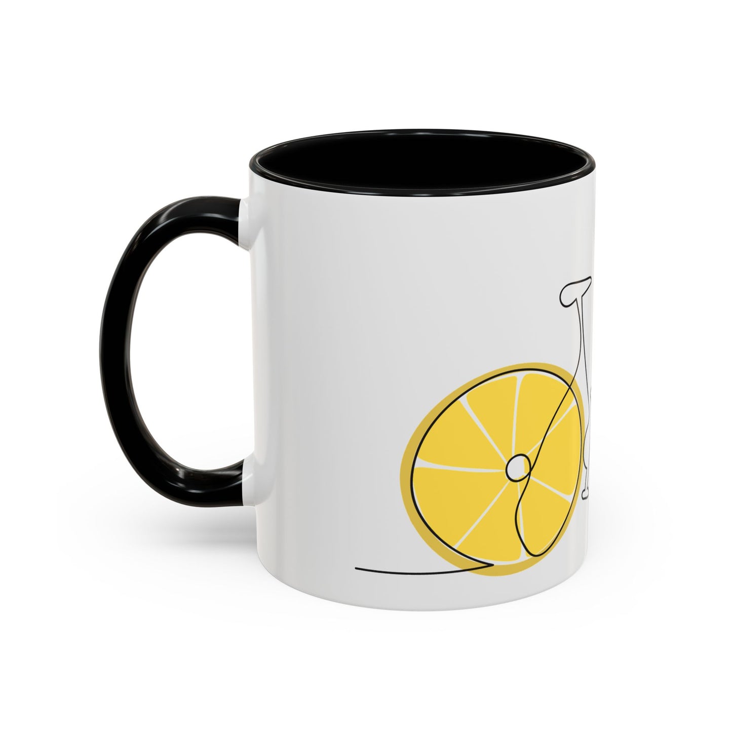 Lemon Bicycle Mug - Whimsical Coffee Cup with Black Handle
