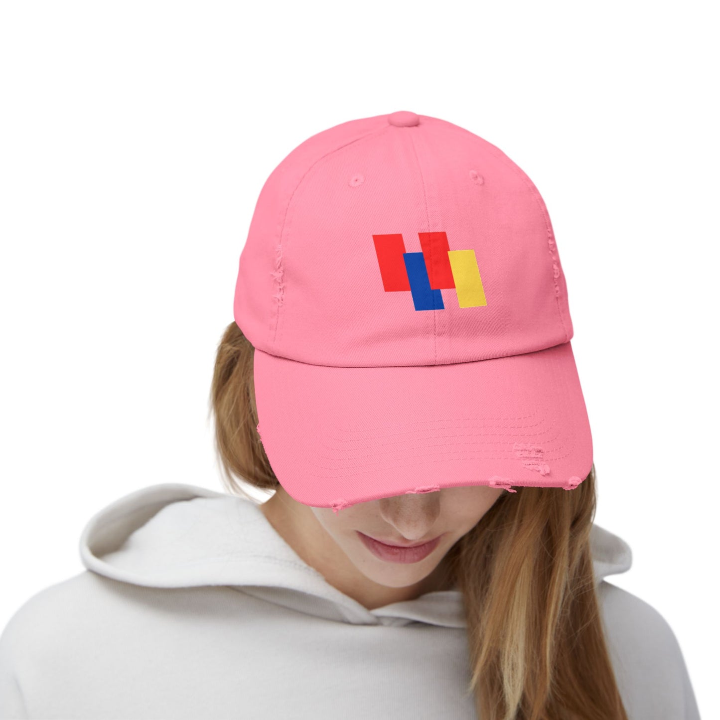Trendy Co. Color Block Distressed Cap - Casual Unisex Hat for Summer Style & Hipster Gifting