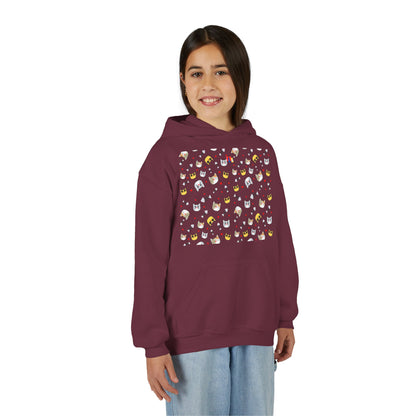 Adorable Cat Print Youth Hoodie - Perfect Gift for Young Cat Lovers!