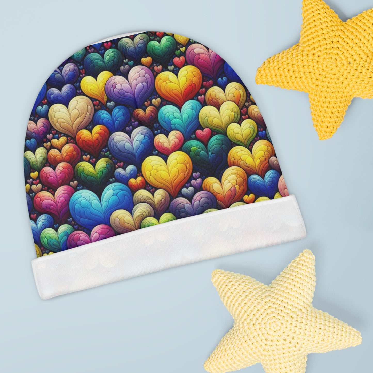 Adorable Heart Baby Beanie - Soft All-Over Print Newborn Hat | Perfect Baby Shower Gift