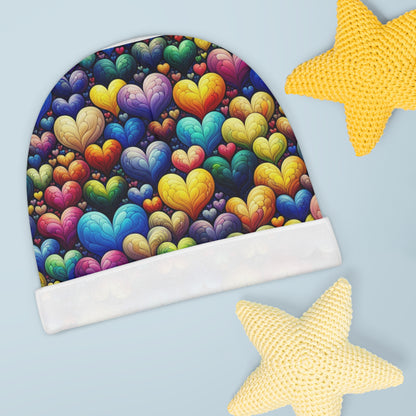 Adorable Heart Baby Beanie - Soft All-Over Print Newborn Hat | Perfect Baby Shower Gift