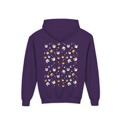Adorable Cat Print Youth Hoodie - Perfect Gift for Young Cat Lovers!