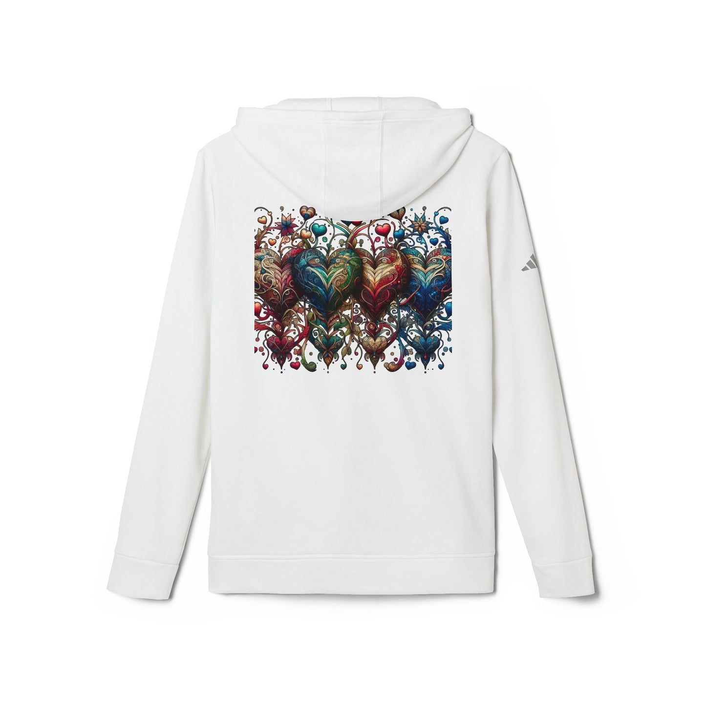 Vibrant Heart Print Hoodie - Cozy Unisex Fleece for Every Adventure