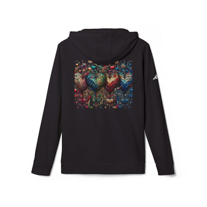 Vibrant Heart Print Hoodie - Cozy Unisex Fleece for Every Adventure