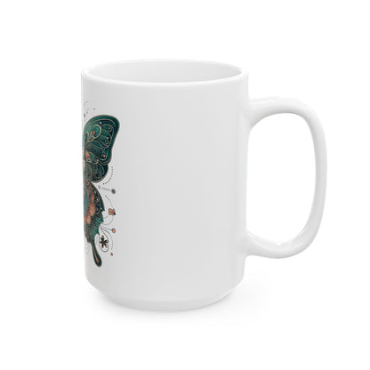 Obay Butterfly Ceramic Mug - Stunning Teal Design for Nature Lovers & Tea Enthusiasts