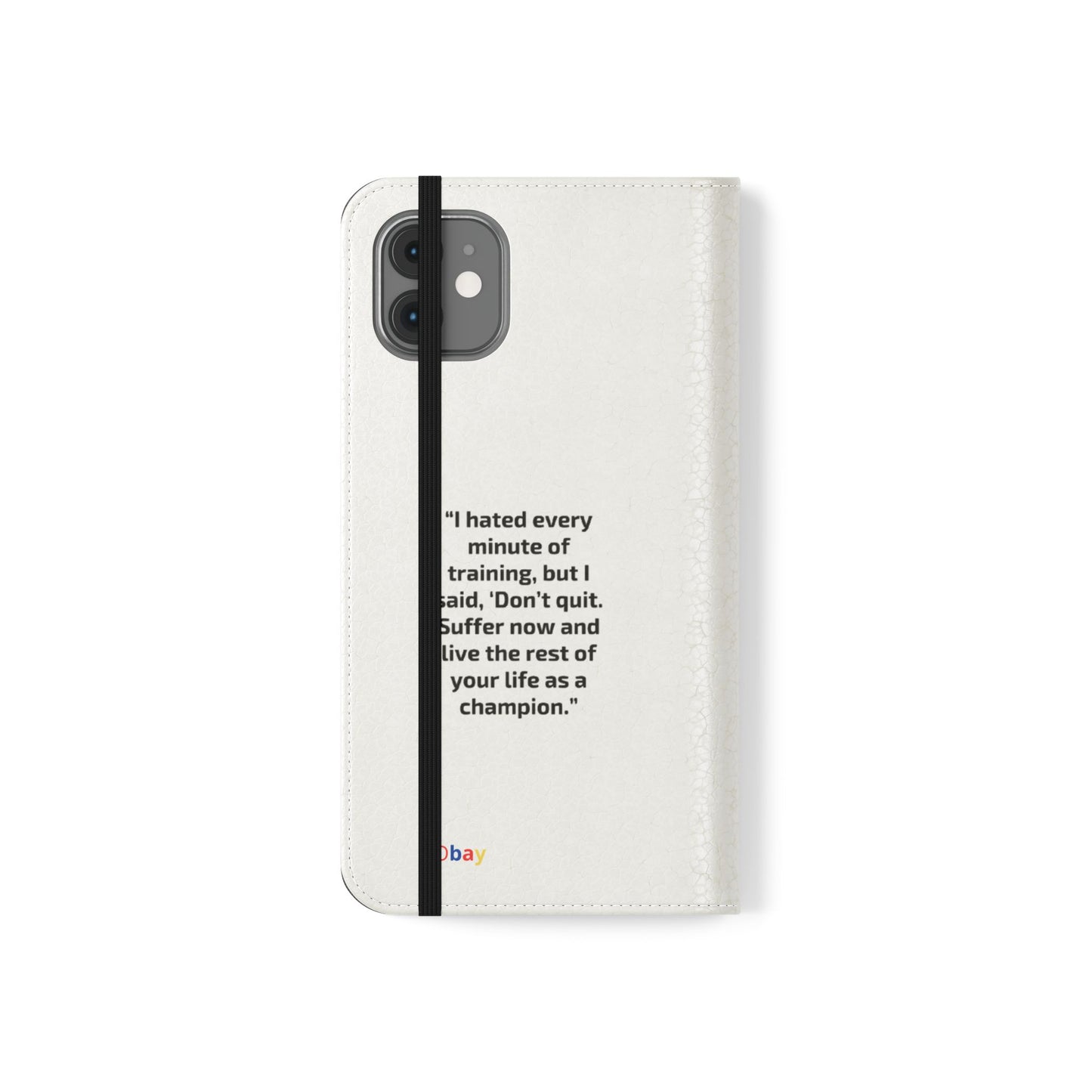 Champion's Motivational iPhone Flip Case | Inspirational Quote Phone Accessory for Fitness Enthusiasts