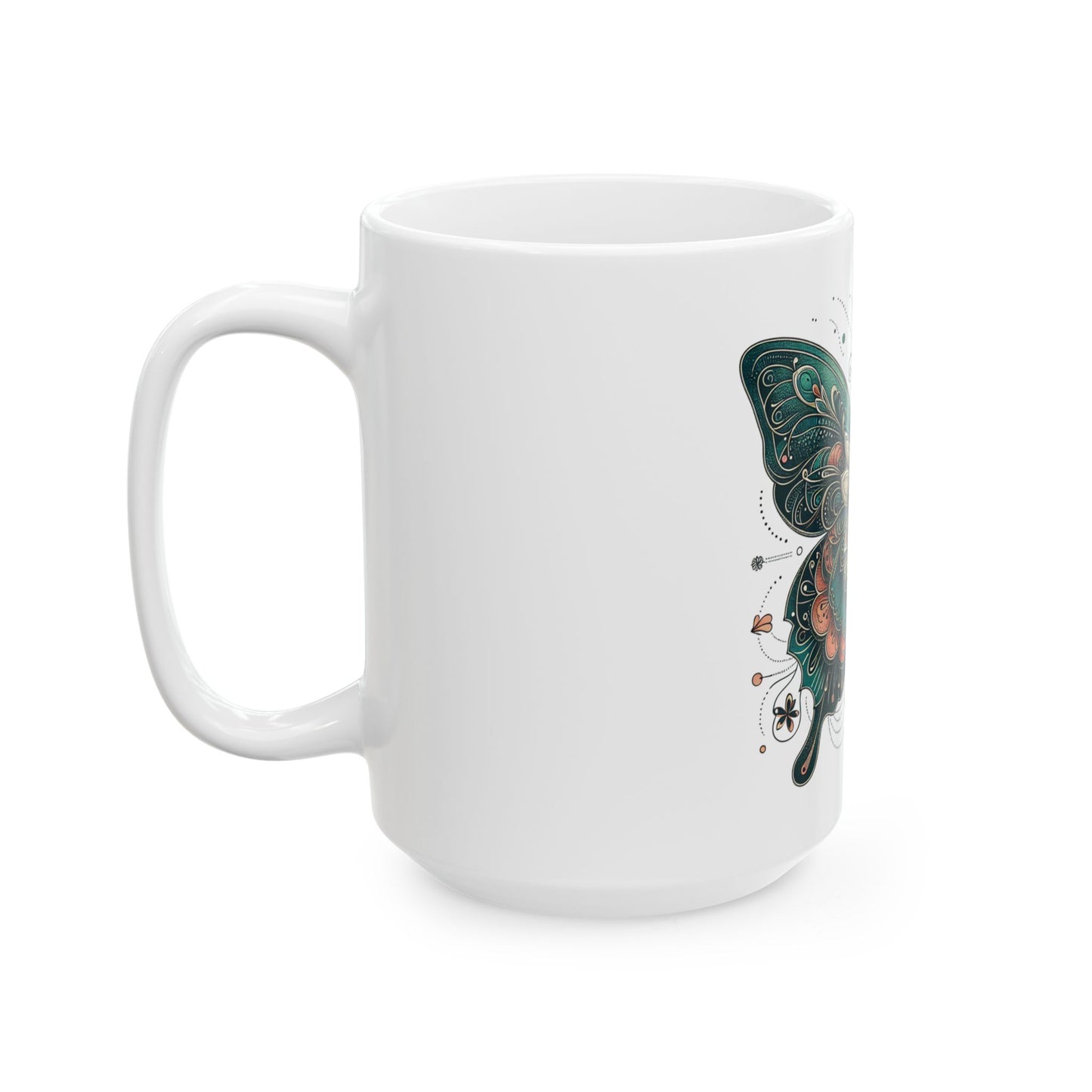 Obay Butterfly Ceramic Mug - Stunning Teal Design for Nature Lovers & Tea Enthusiasts
