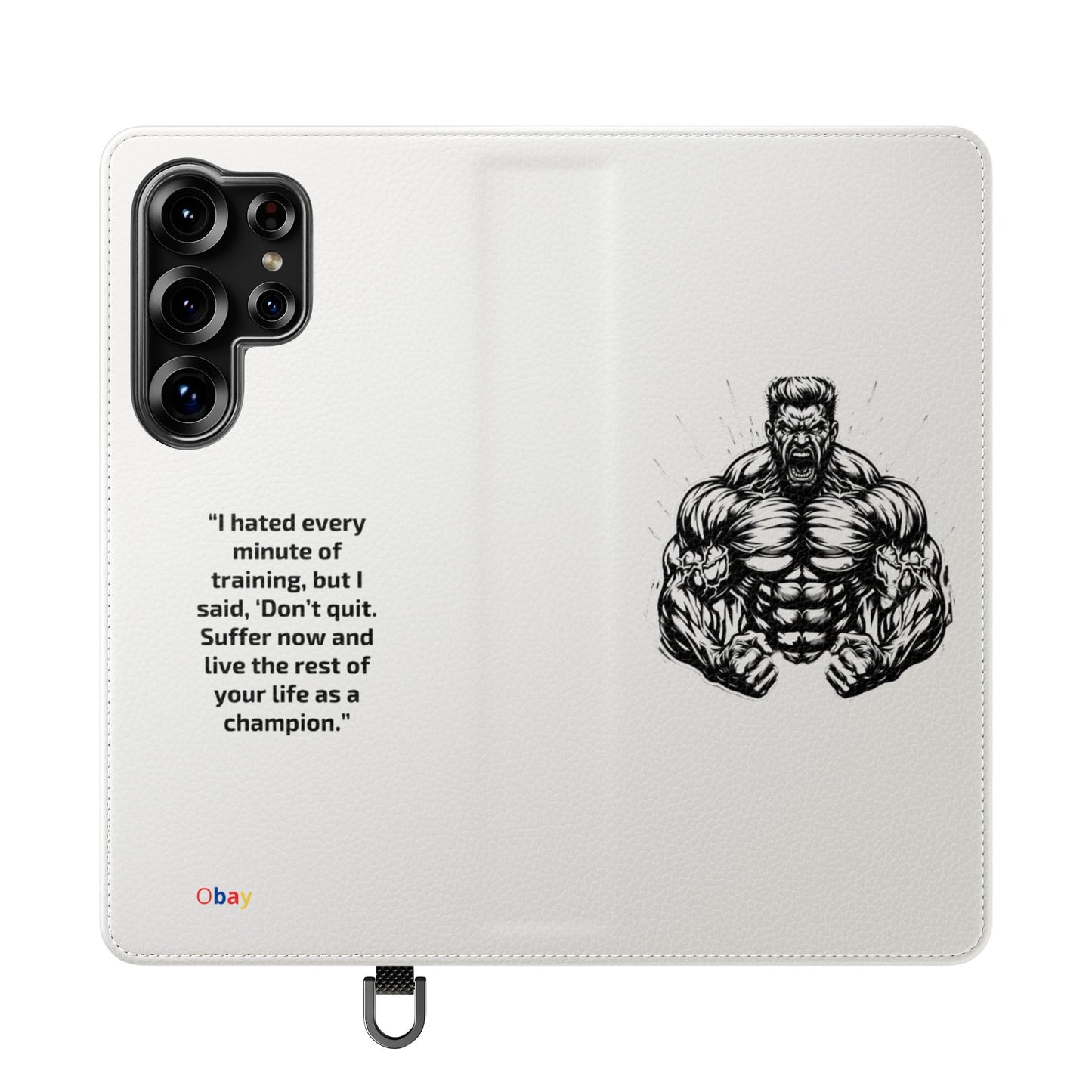 Champion's Motivational iPhone Flip Case | Inspirational Quote Phone Accessory for Fitness Enthusiasts