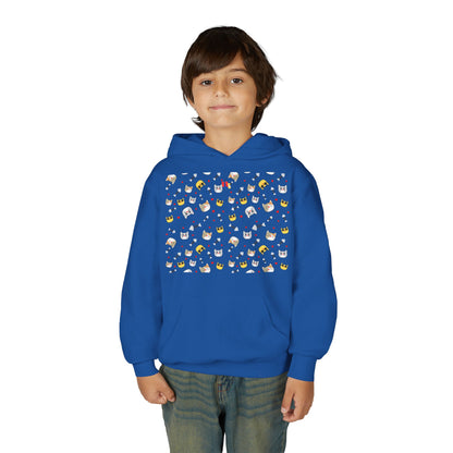 Adorable Cat Print Youth Hoodie - Perfect Gift for Young Cat Lovers!