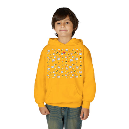 Adorable Cat Print Youth Hoodie - Perfect Gift for Young Cat Lovers!