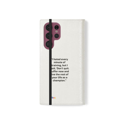 Champion's Motivational iPhone Flip Case | Inspirational Quote Phone Accessory for Fitness Enthusiasts