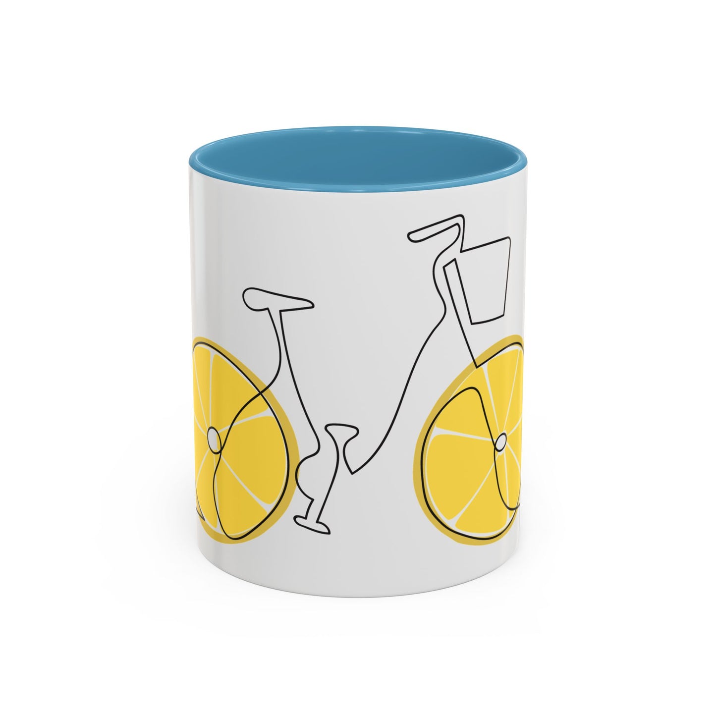 Lemon Bicycle Mug - Whimsical Coffee Cup with Black Handle