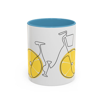 Lemon Bicycle Mug - Whimsical Coffee Cup with Black Handle
